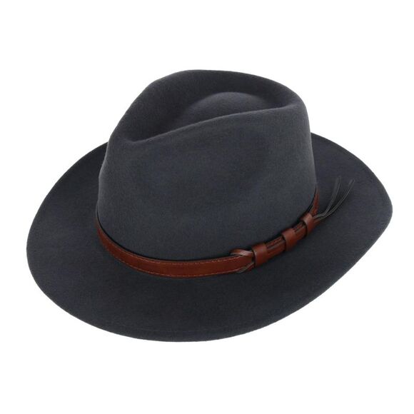 Kenny K Unisex Australian Wool Fedora with Leather Hatband - Picture 1 of 4